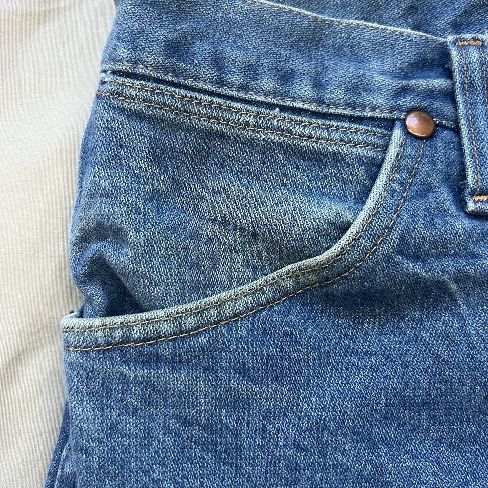 WRANGLER Jean Men Size 40x30 Blue Denim Cowboy Cut High Rise Rodeo 13MWZ Tapered - Picture 9 of 14
